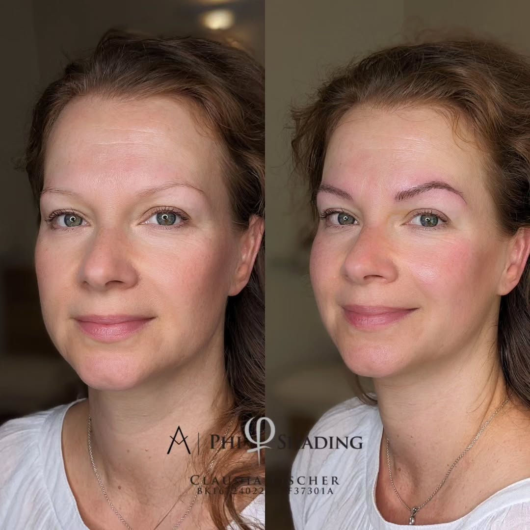 Microblading-Ergebnis — natürliche Form und Definition der Augenbrauen.